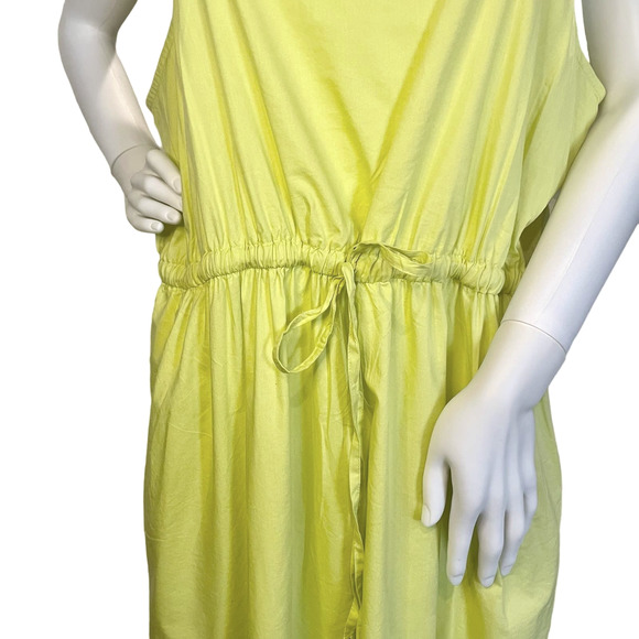 LOFT Pocket Midi Dress in Glowing Lime Drawstring Keyhole Back Size XL - Picture 7 of 8